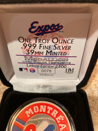 Montreal Expos colored silver coin.