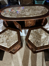 Antique coffee table and end tables