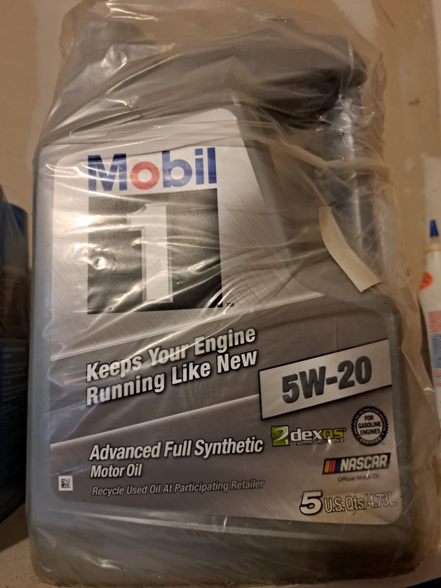Brand new can of Mobil 5w20 advanced full synthetic motor oil Engine