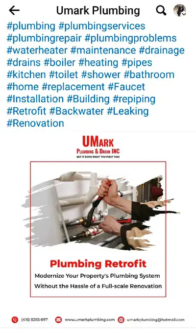 For all your plumbing and drain need, main blockage, repairs, installation, repiping, new plumbing,...