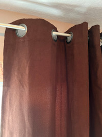 Curtains - Brown Faux Suede Set Grommet
