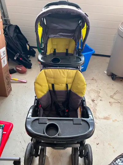 Baby twin stroller with plastic cover, View more