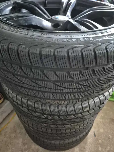 BMW OEM 18" wheels with Goodyear winter tires (235/45R18). Tires have good tread. DOT 2518. Wheels a...