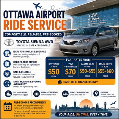 Ottawa Airport Pickup & Drop-Off | Toyota Sienna AWD, View more