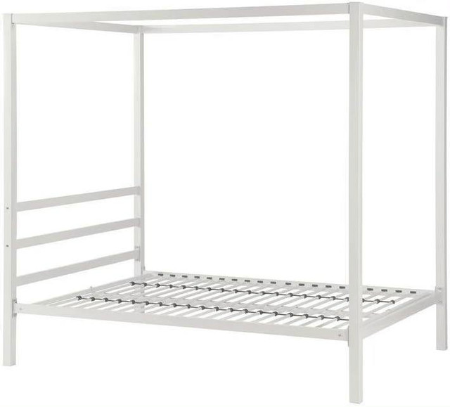 DHP Modern Metal Canopy Poster Bed, Full, Off White in Beds & Mattresses in Mississauga / Peel Region