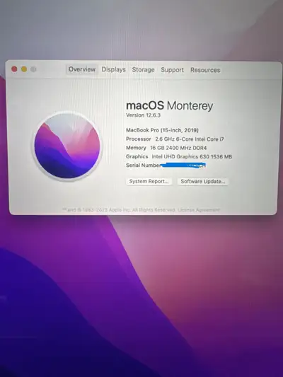 15 Inches Macbook Pro 2019 i7 16GB/256GB, View more