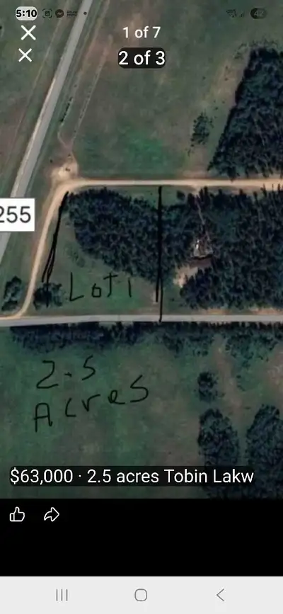 Beautiful tread lot. Ready to build your dream home or cabin. Only five minutes from Tobin lake vill...