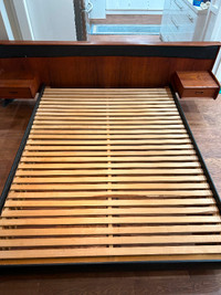 Queen size Teak bed with side tables