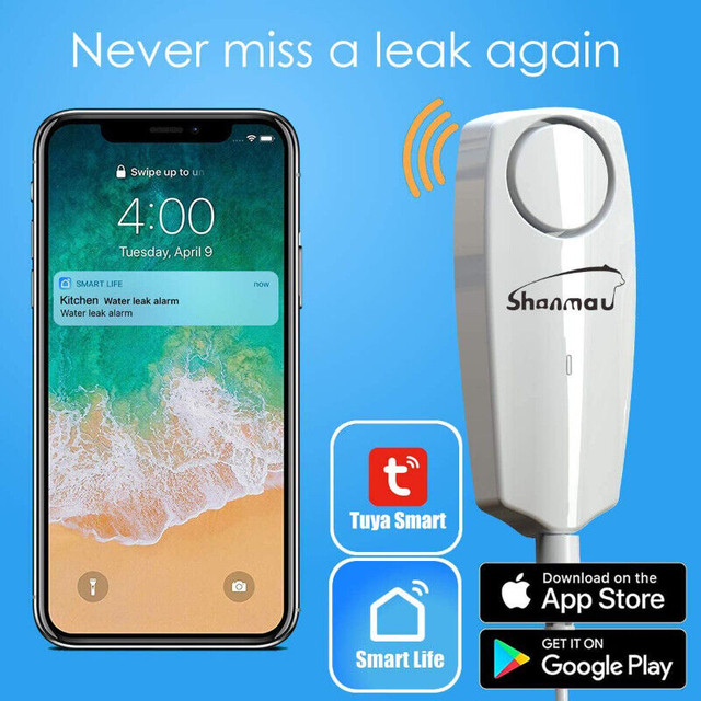 Wifi water sensor alarm, smart leak detector NEW in Other in Sarnia - Image 3