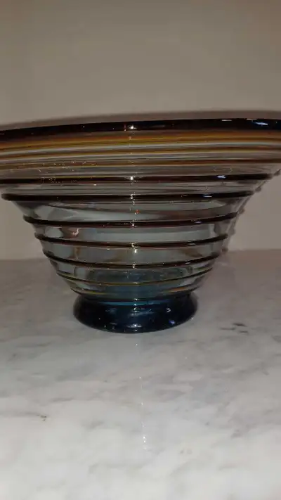 Stunning Vintage Handblown Glass Bowl Centrepiece Italy 1970's, View more