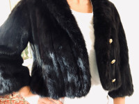 New Black Real Mink Fur Bolero Jacket