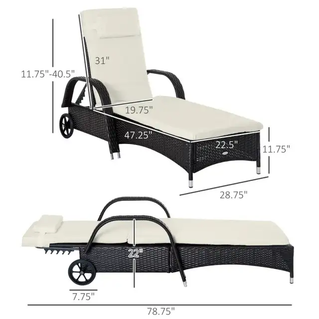 Wicker Chaise Lounge, Outdoor Lounge Chair, PE Rattan Patio Sun in Patio & Garden Furniture in Markham / York Region - Image 4
