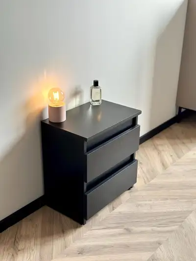 Modern Black Nightstand — 2 Drawers, CNC-Built, Ready Now (Local, View more