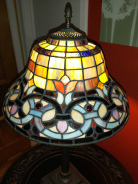 Tiffany style real stained glass hand crafted lamp.