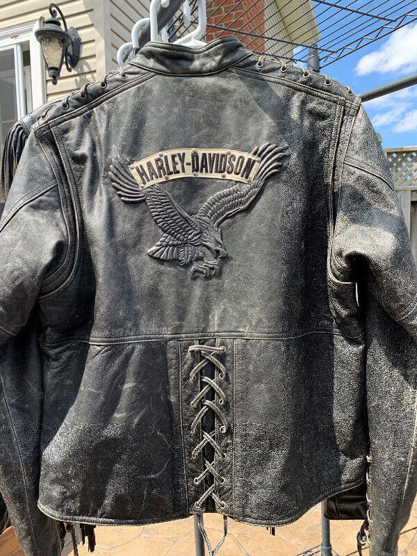 ジャケット・アウター Harley Davidson 90s leather riders Vintage Tour Lion Harley Davidson Leather Biker Jacket 90s
