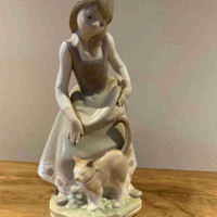 Figurine fille avec son chat de Lladro 