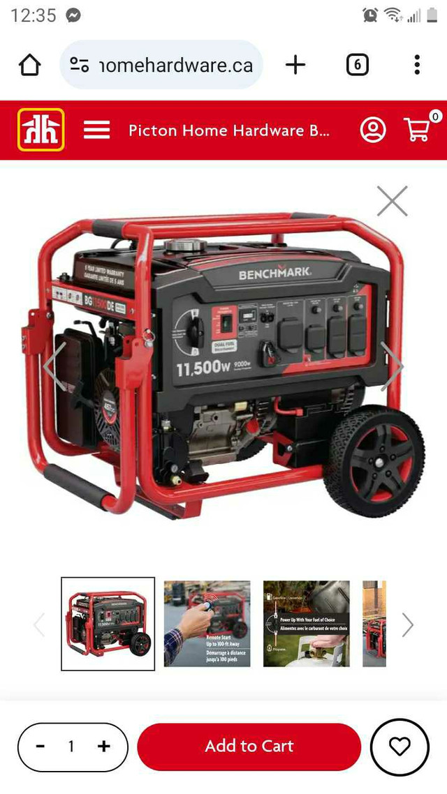 Selling my 11,500 benchmark generator  in Power Tools in Belleville