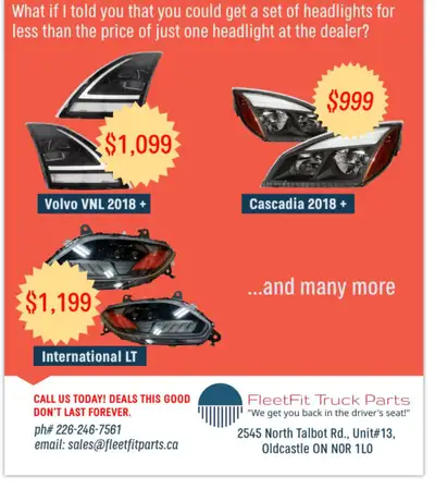 For sale a variety of quality semi truck and reefer panels, new, parts in Windsor area. Please call...