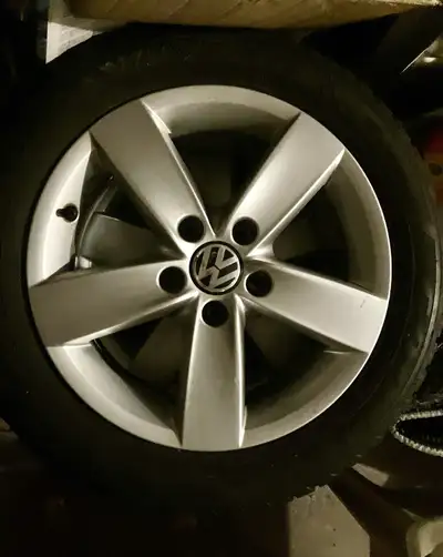 Goodyear, snow tires on alloy rims. Size 205/55/R16 with a 5 x 112 bolt pattern. Intended to be for...