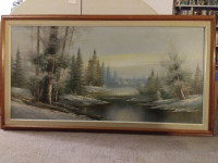 Vintage Canadian Artist Jay Collins oil painting.  53" X 29"
