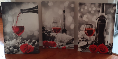 Trio set of prints with red roses, View more