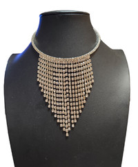 Faux crystal bib necklace 