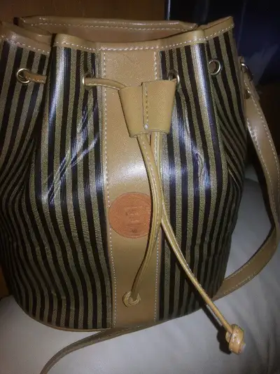 Fendi Leather Bucket Hobo  Handbag And Pequin Striped Handbag, View more