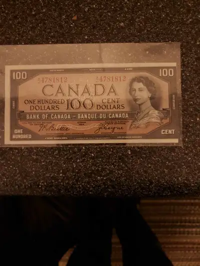 Rare Canada 1954 $100 Error Note, View more