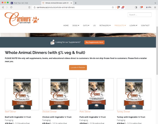 Carnivora raw dog/cat food 90 Animal & Pet Services Calgary Kijiji