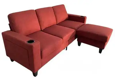 Modern L-Shaped Sectional Sofa with Chaise – Dark Gray., View more