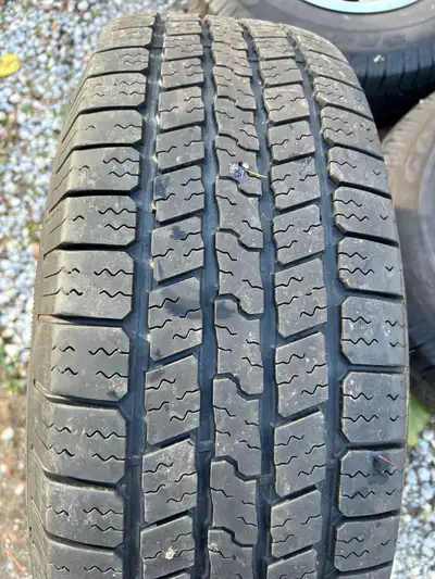 X4 goodyear wrangler all seasons (mud and snow rated) P265/70R17. Tires only have a season or two on...