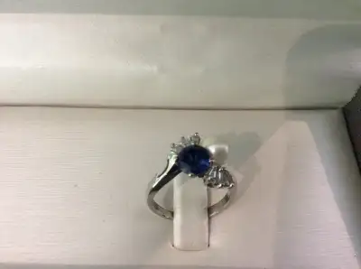 18 Kt White Gold, Sapphire, Diamond & Pearl Ring, View more