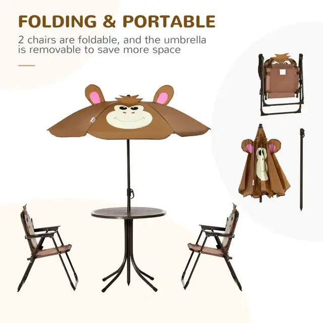 Kids Folding Picnic Table and Chair Set Pattern Outdoor Garden P in Patio & Garden Furniture in Markham / York Region - Image 6