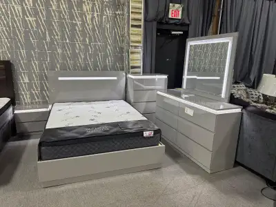 High-gloss acrylic lacquer 8Pc Queen Size Bed set for Only $1499, View more
