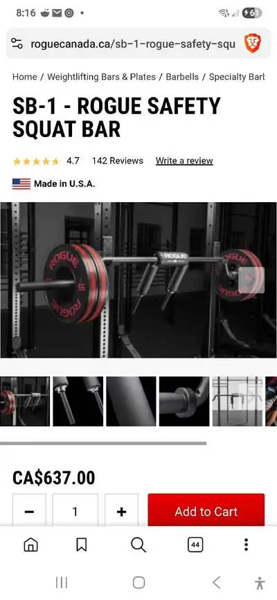 (PRICE DROP) Rogue safety squat bar, View more