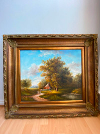 Set of Four Original Oil Landscapes - Framed Canvas Art 34"x30"