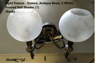 Light Fixture - Sconce, Antique Brass, 2 Frosted Ball Shades, View more