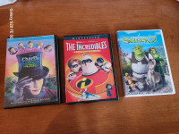 Charlie & the Chocolate Factory, Incredibles, Shrek  DVDs