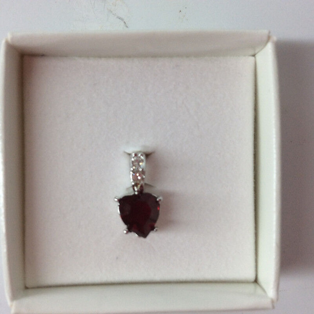Swarovski Crystal Birthstone Siam Red Heart Pendant in Jewellery & Watches in Oshawa / Durham Region