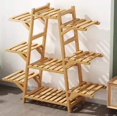 New in Box 9-slots Bamboo Plant Rack, View more
