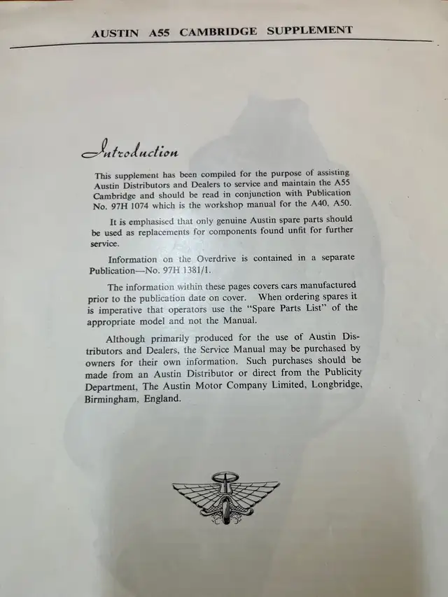 Vintage car service manual. Austin Cambridge in Other in Red Deer - Image 10