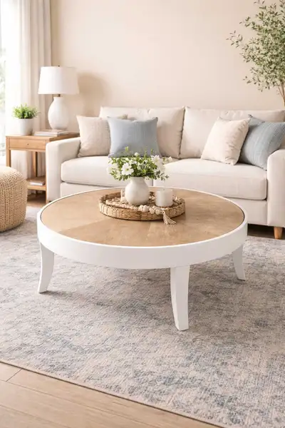 38" convertible coffee table - white and natural wood grain , View more