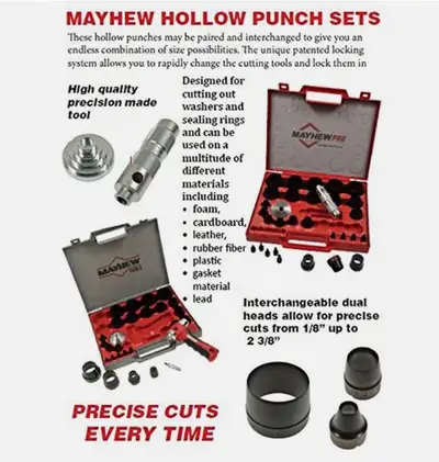 Mayhew Tools 66000 Hollow Punch set, 16-Piece Set-made in France, View more