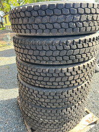 Full set of 8, 11R 24.5 tires