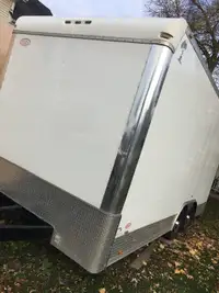 Enclosed car hauler / trailer 18x8.5  w/ ramp door 92 cabinets