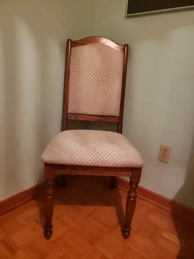 Solid oak upholstered chair, View more