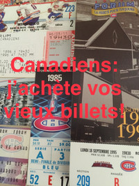 Canadiens de Montréal: vieux billets et talons (ticket stubs)