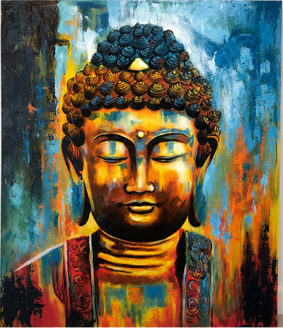 Authentic Colorful Buddha Canvas from Thailand, View more