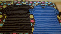 black and a blue striped tshirt, large, rarely worn, great shape