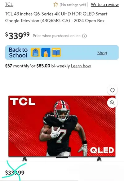 ON SALE 43" QLED 4K GOOGLE TV SMART TV, View more